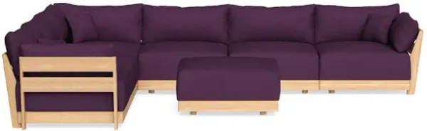 Modular Bondi Latte 6-Seater Corner Sectional + Ottoman in Aubergine | Classic Blend