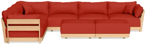 Modular Bondi Latte 6-Seater Corner Sectional + Bench Ottoman in Cayenne | Classic Blend