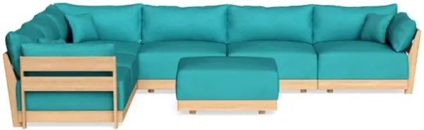 Modular Bondi Latte 6-Seater Corner Sectional + Ottoman in Pool | Classic Blend