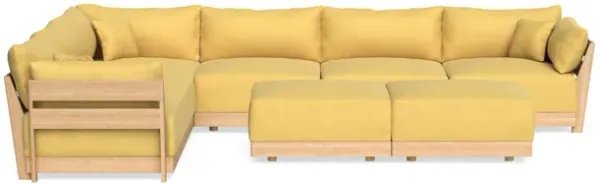 Modular Bondi Latte 6-Seater Corner Sectional + Bench Ottoman in Goldenrod | Classic Blend