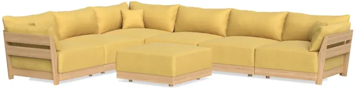 Modular Bondi Latte 6-Seater Corner Sectional + Ottoman in Goldenrod | Classic Blend