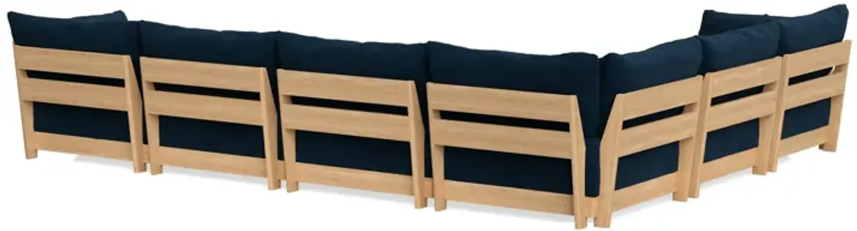 Modular Bondi Latte 6-Seater Corner Sectional + Ottoman in Royal Blue | Classic Blend