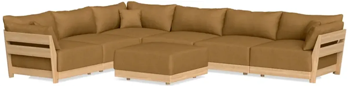 Modular Bondi Latte 6-Seater Corner Sectional + Ottoman in Dijon | Classic Blend
