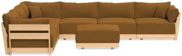Modular Bondi Latte 6-Seater Corner Sectional + Ottoman in Cognac | Classic Blend