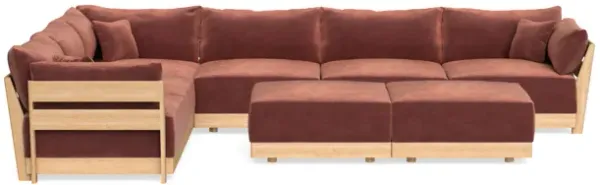 Modular Bondi Latte 6-Seater Corner Sectional + Bench Ottoman in Spice | Classic Blend
