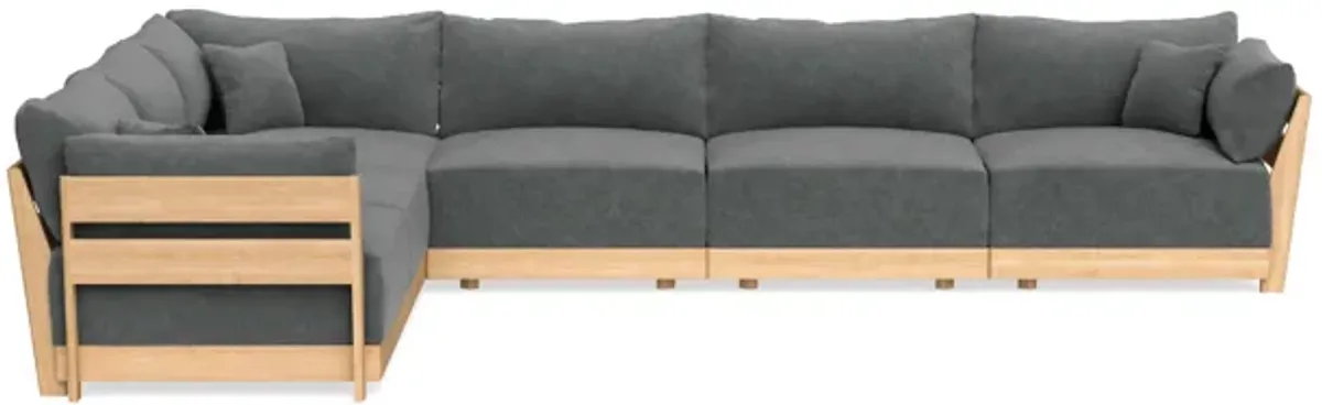 Modular Bondi Latte 6-Seater Corner Sectional in Chimney Gray | Classic Blend