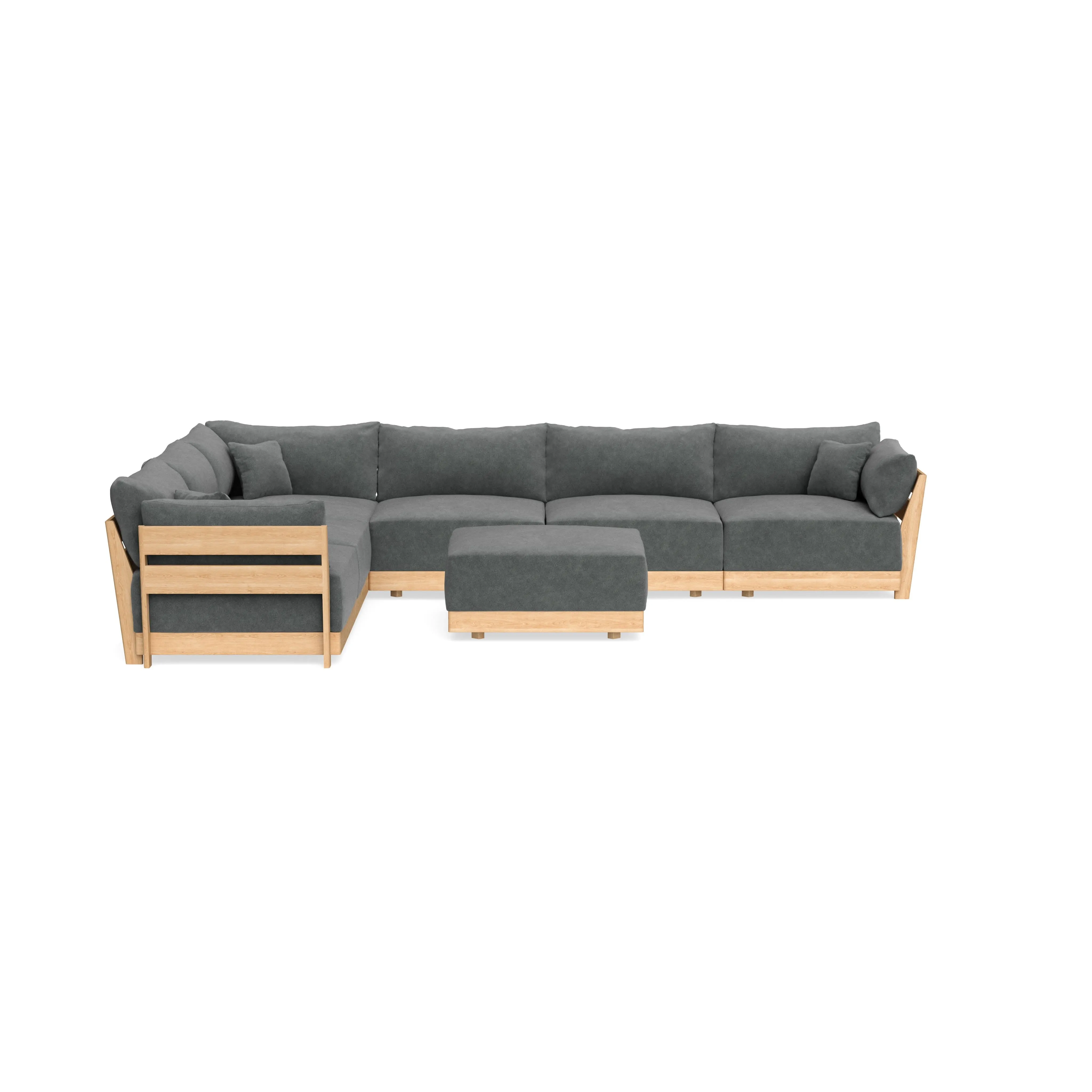 Modular Bondi Latte 6-Seater Corner Sectional + Ottoman in Chimney Gray | Classic Blend