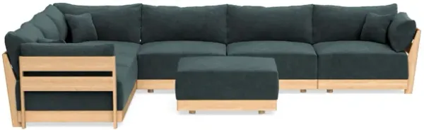 Modular Bondi Latte 6-Seater Corner Sectional + Ottoman in Nightfall | Classic Blend