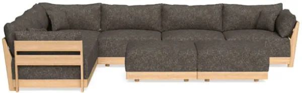 Modular Bondi Latte 6-Seater Corner Sectional + Bench Ottoman in Eclipse | Classic Blend