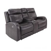Mustang Leather Power Reclining Console Loveseat