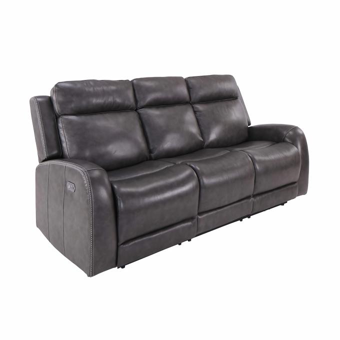 Mustang Leather Power Reclining Sofa with Dropdown Media Control Table