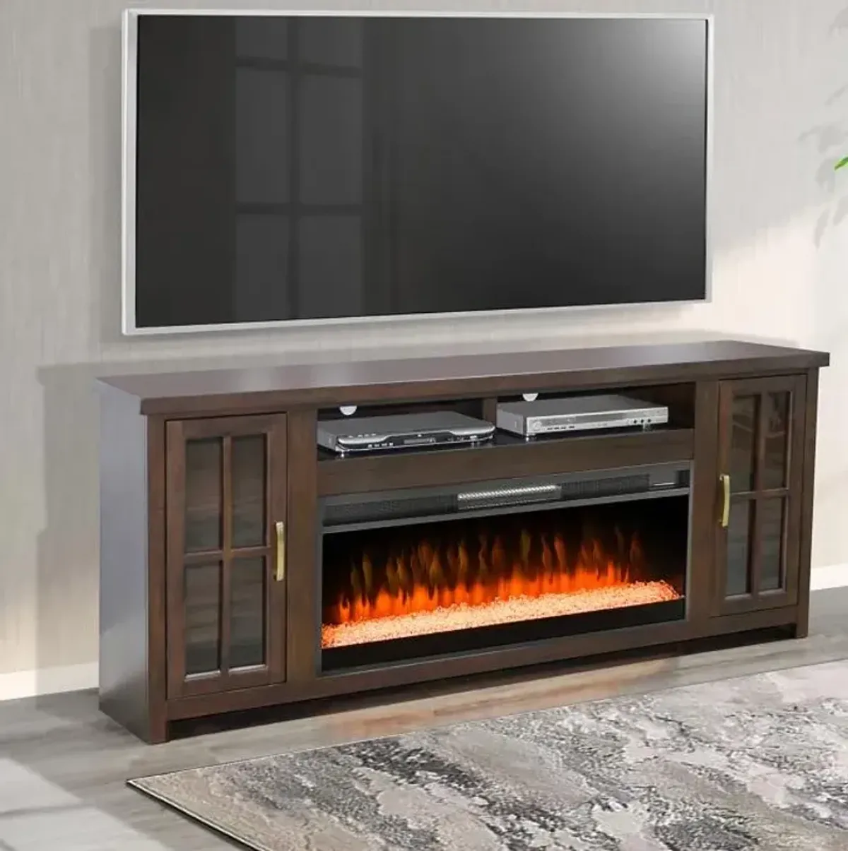 Levi Media Console & Crystal Fire Insert