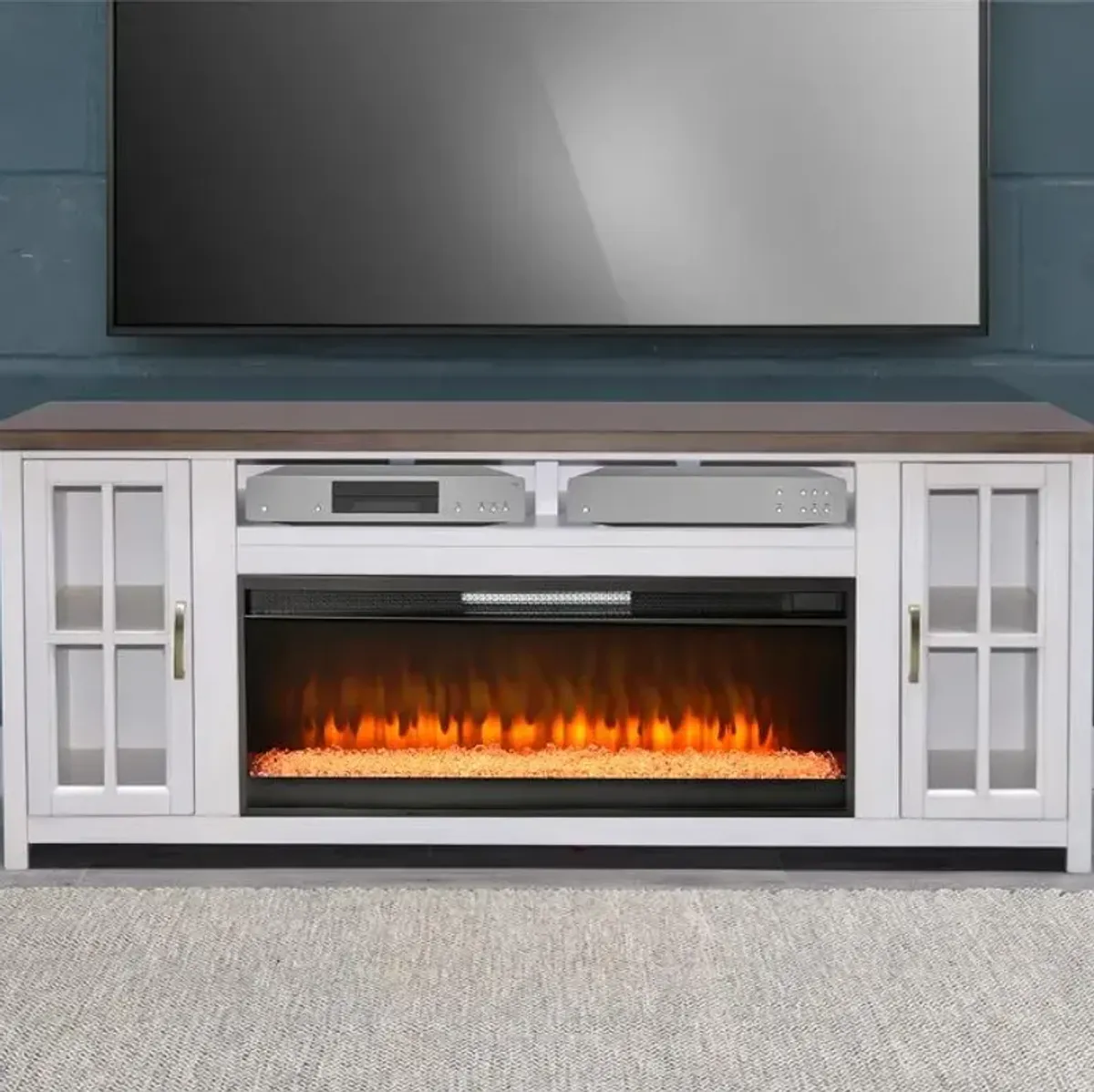 Levi Media Console & Crystal Fire Insert