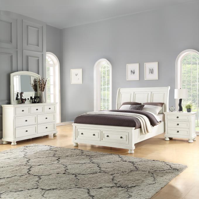 Cortland Eastern King Sleigh Bed, Dresser, Mirror, Nightstand