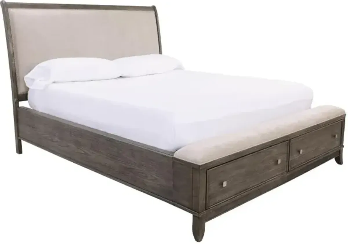 Manning Eastern King Upholstered Bench Storage Bed