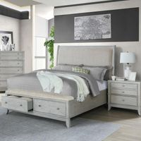 Manning California King Upholstered Bed, Dresser, Mirror & Nightstand