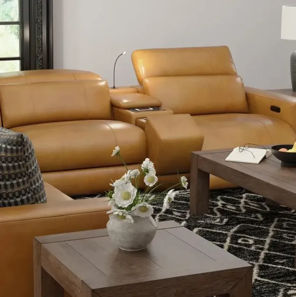 Radiance - New! 7pc Power Leather Sectional