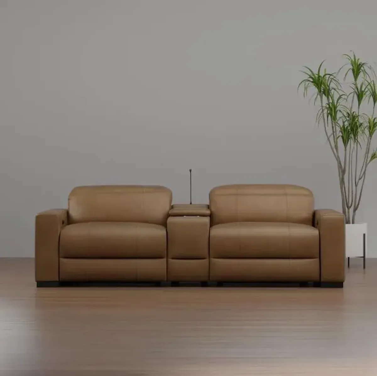 Radiance Power Leather Loveseat with Console