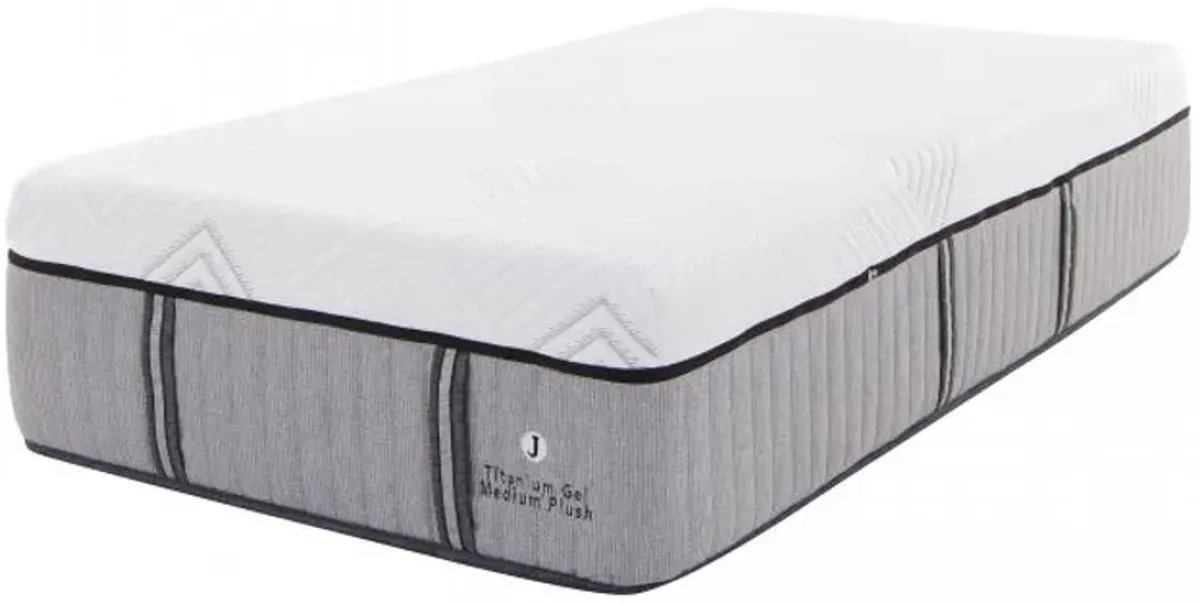 Titanium Gel Medium Plush Twin Xtra Long Mattress & Contempo III Adjustable Power Base