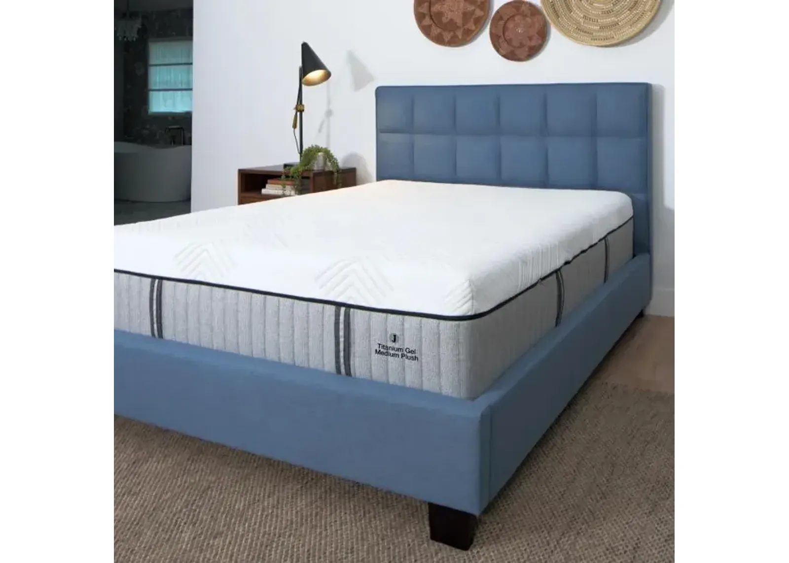 Titanium Gel Medium Plush Eastern King Split Mattress & 2 Low Profile Foundations