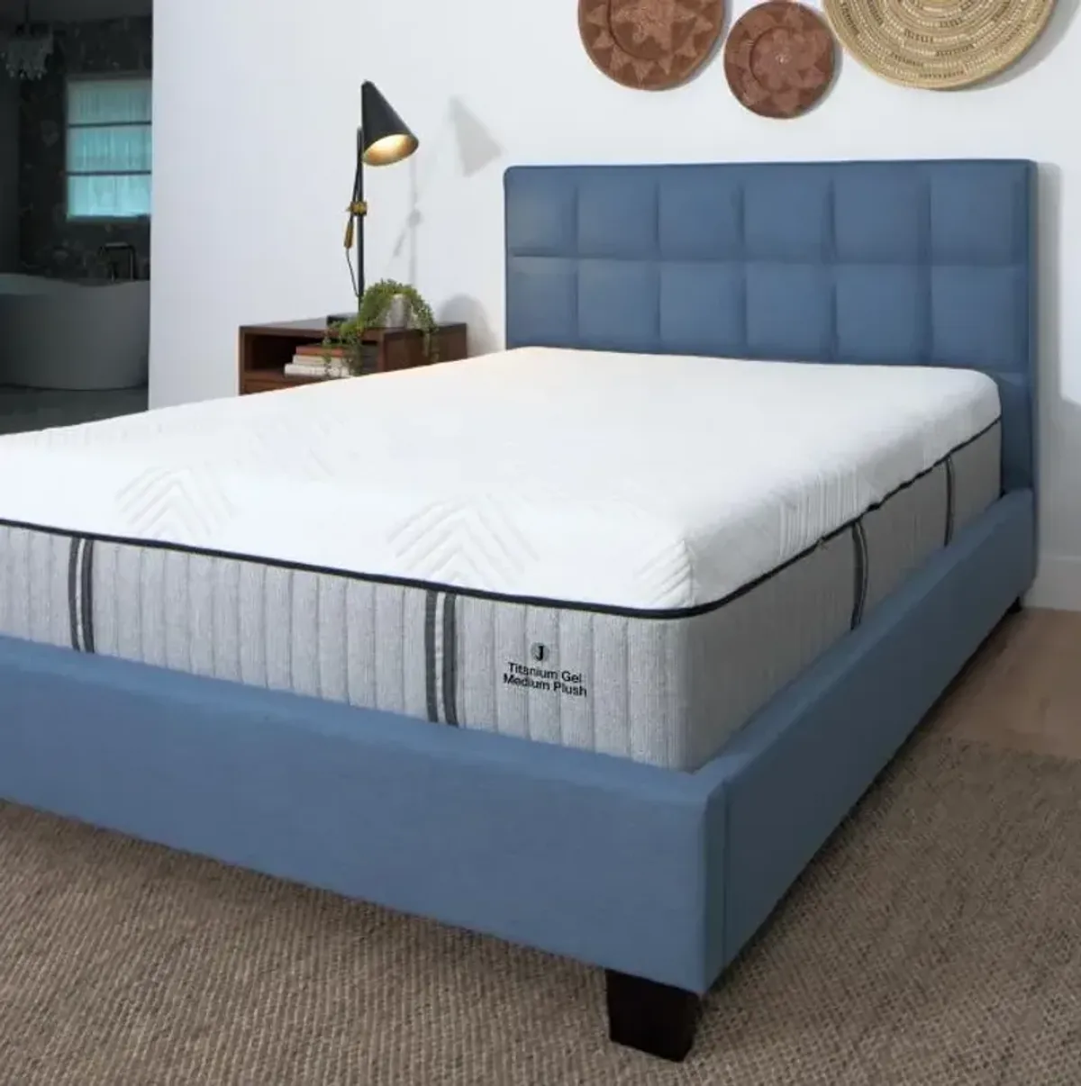 Titanium Gel Medium Plush Eastern King Split Mattress & 2 Low Profile Foundations