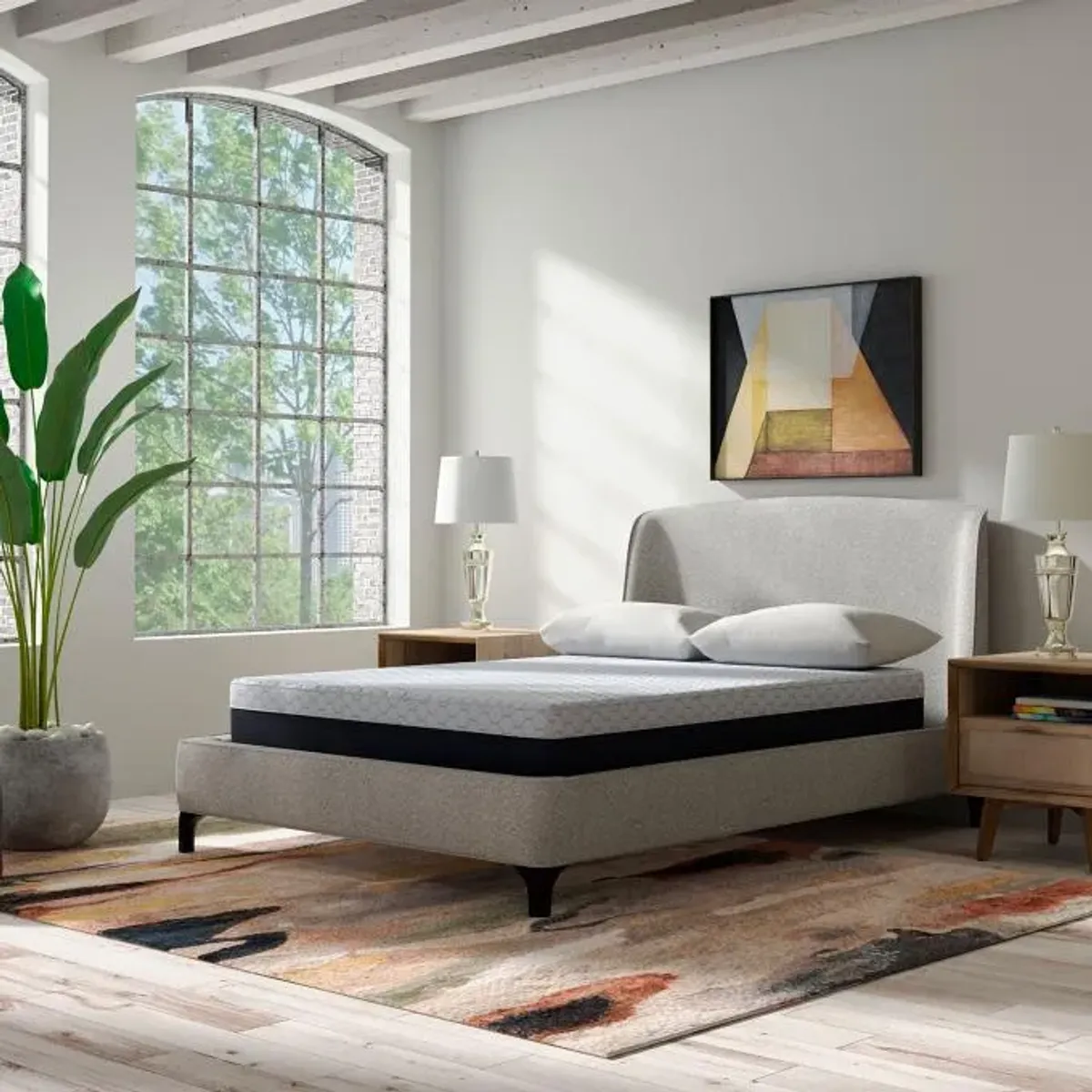 GridTek Hybrid Medium Plush Split California King Mattress with 2 Standard Profile Foundations