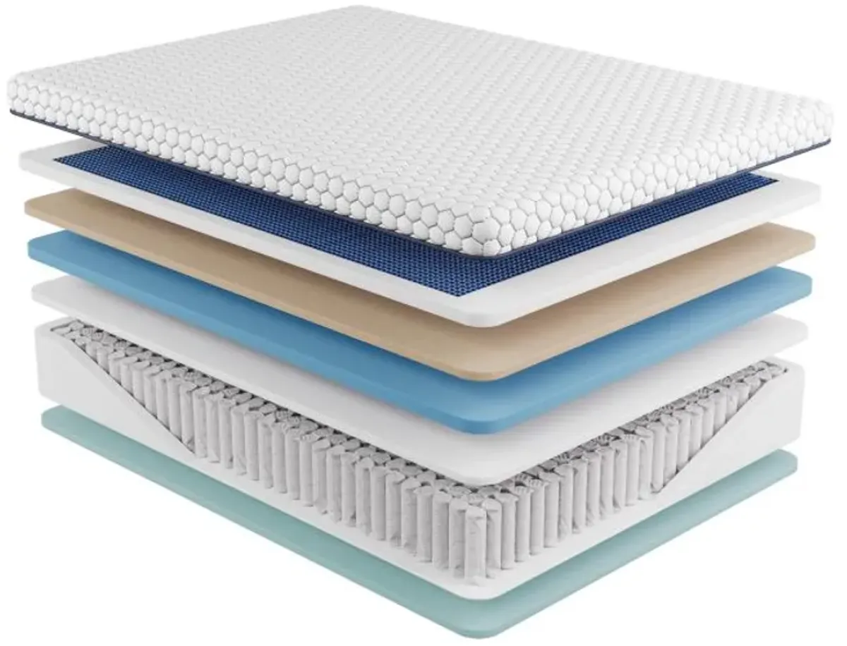 GridTek Hybrid Medium Plush Eastern King Mattress & Horizontal Contempo IV Adjustable Power Base