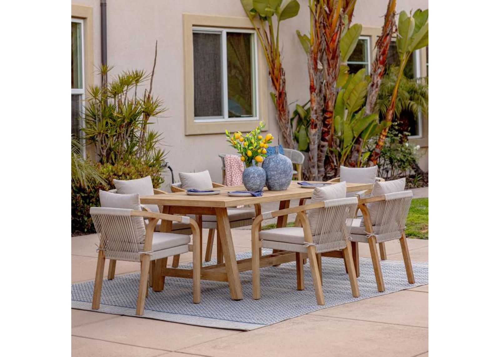 Byron Bay 9pc Dining Set: Table & 8 Chairs