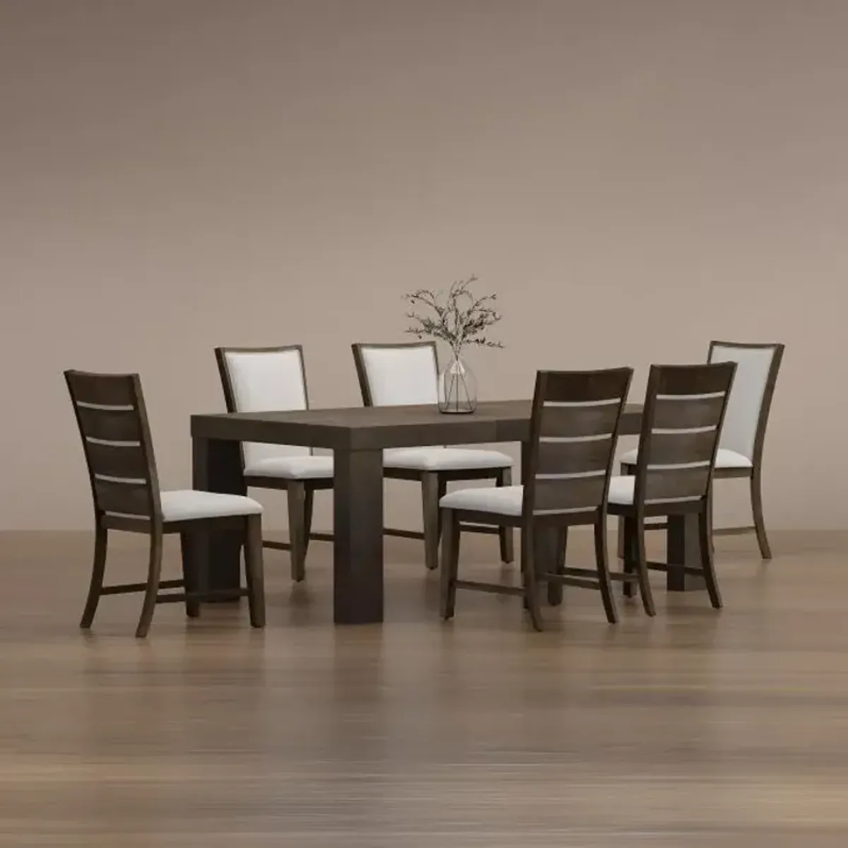Riley 7pc Dining Set: Extendable Table, 6 Slat Back Chairs