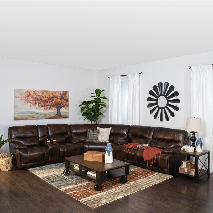 Burbank Leather Power Reclining Sectional burbank