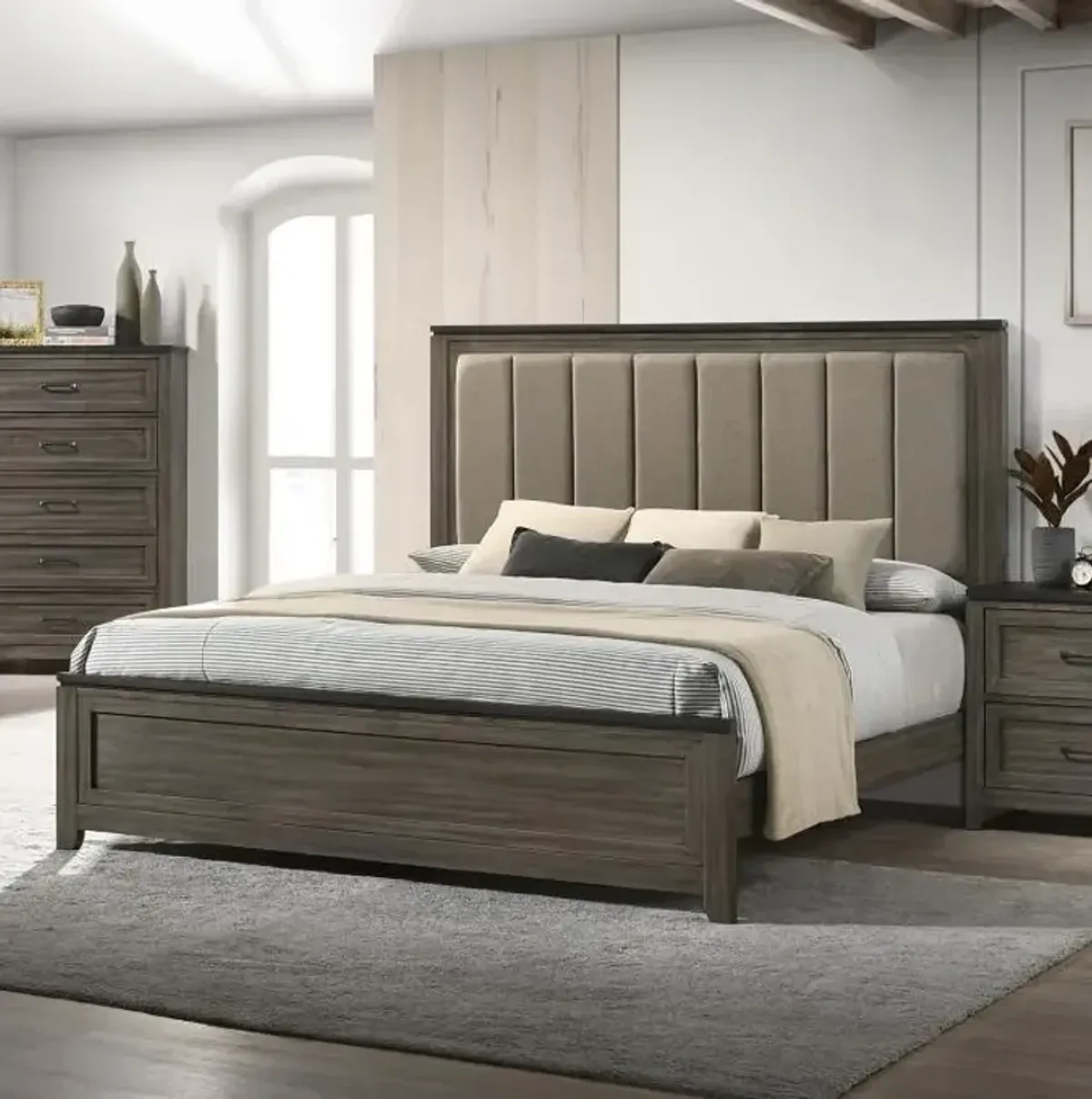 Camino California King Bed, Dresser, Mirror & Nightstand