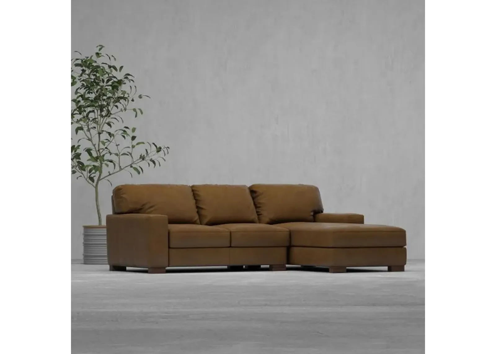 Monarch 2pc Leather Sofa with Right Chaise