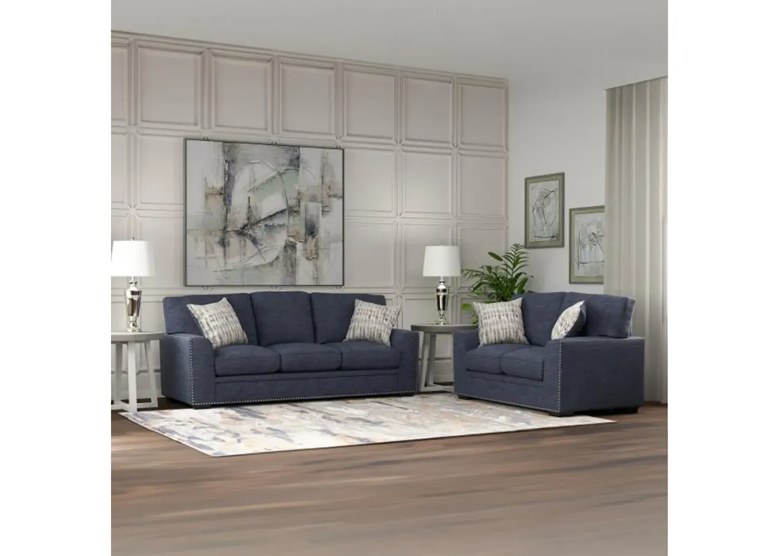 Mercer Blue Sofa & Loveseat