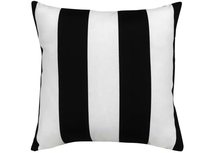 Cabana Stripe Black Outdoor Pillow