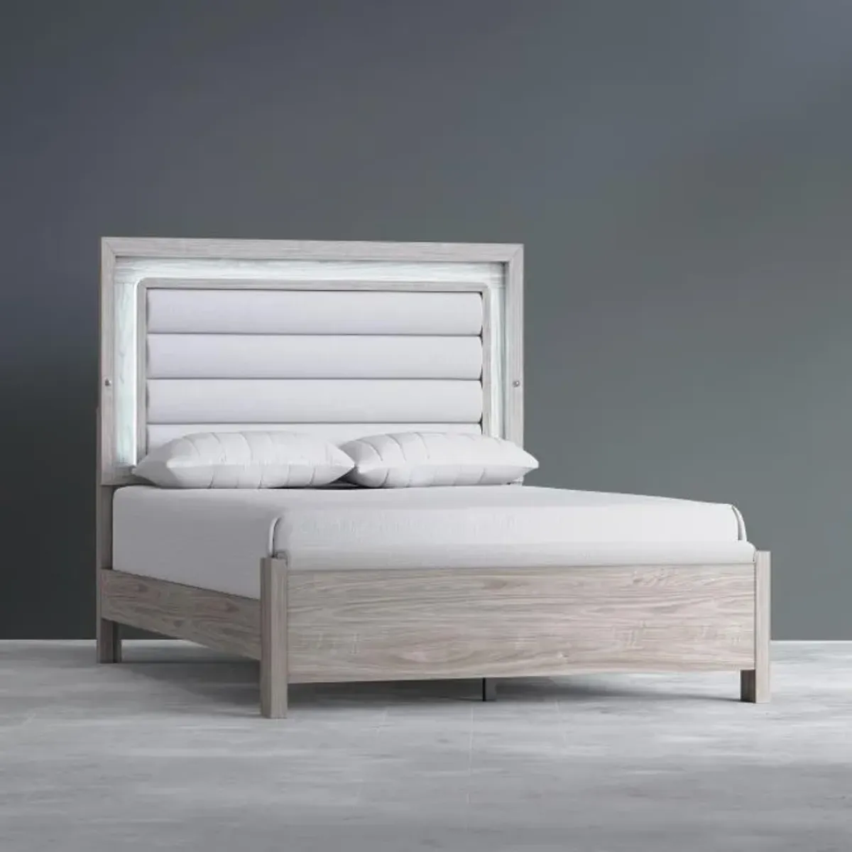 Avery California King Upholstered Bed with Light