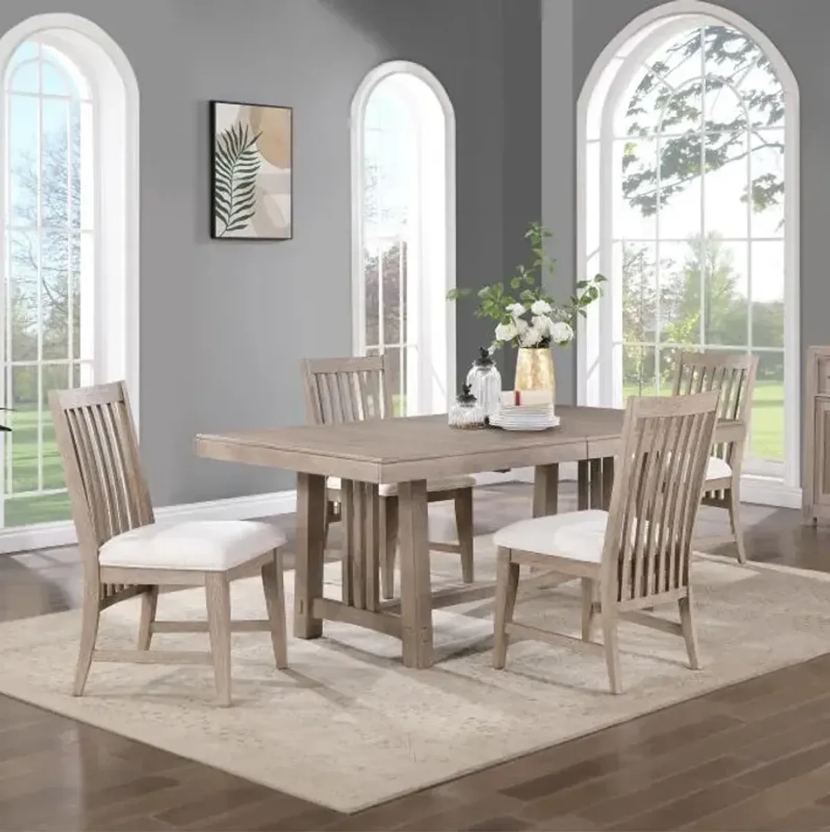 Langham - New! 5pc Set: Extendable Table and 4 Chairs