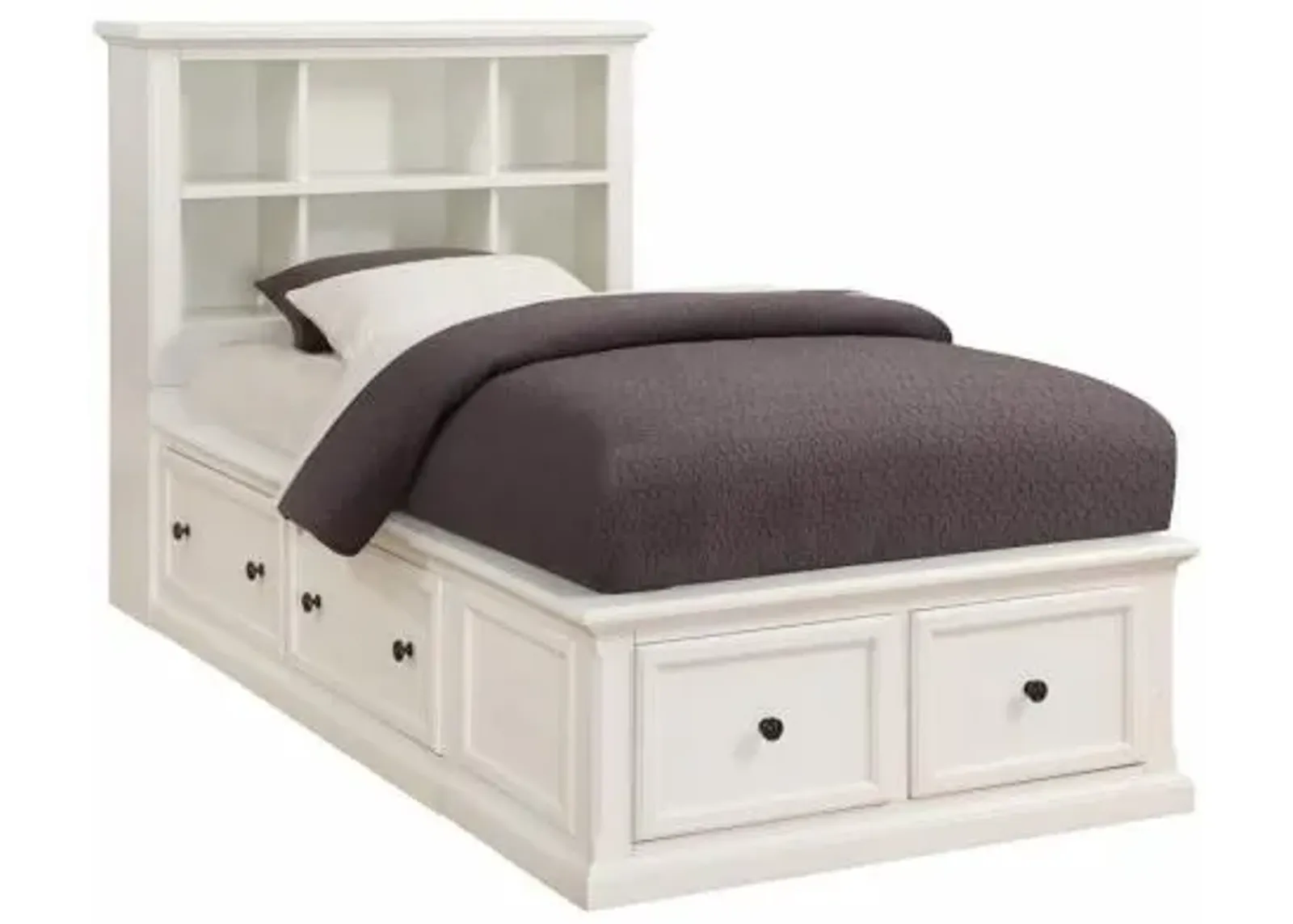 Cumberland White Storage Bookcase Bed