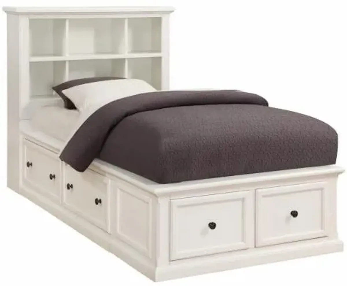 Cumberland White Storage Bookcase Bed