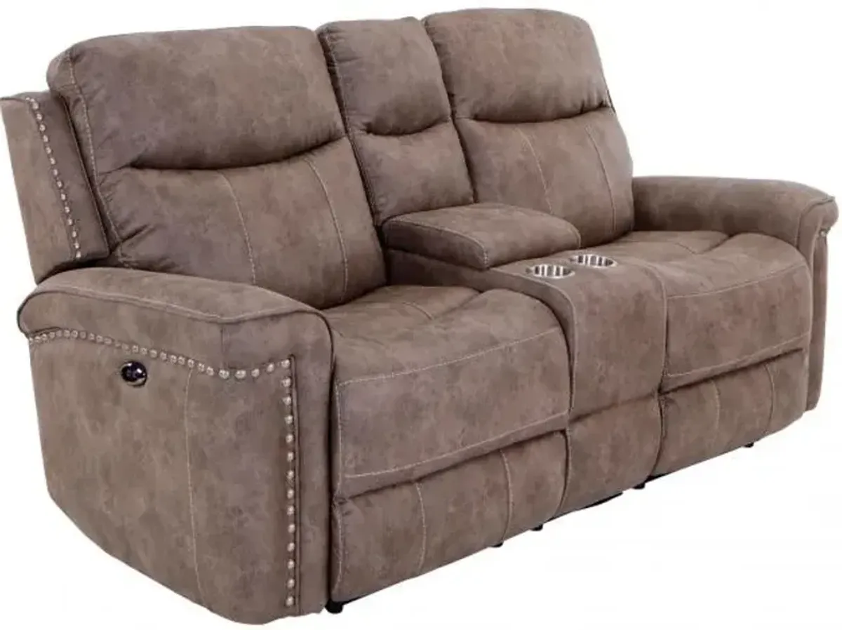 Triplex Power Reclining Console Loveseat