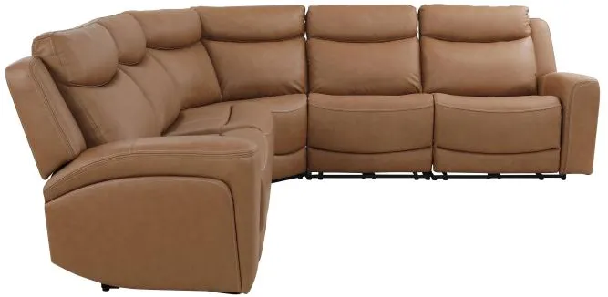 Ryder 5pc Power Leather Sectional with Heat & Massage