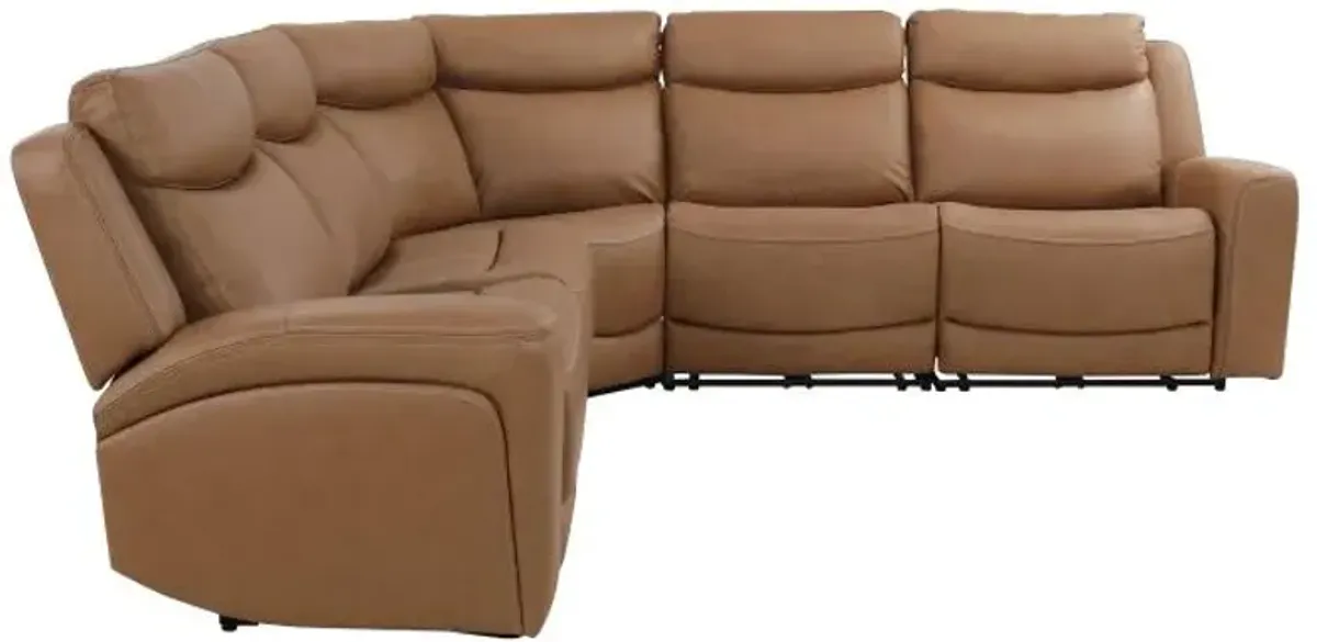 Ryder 5pc Power Leather Sectional with Heat & Massage