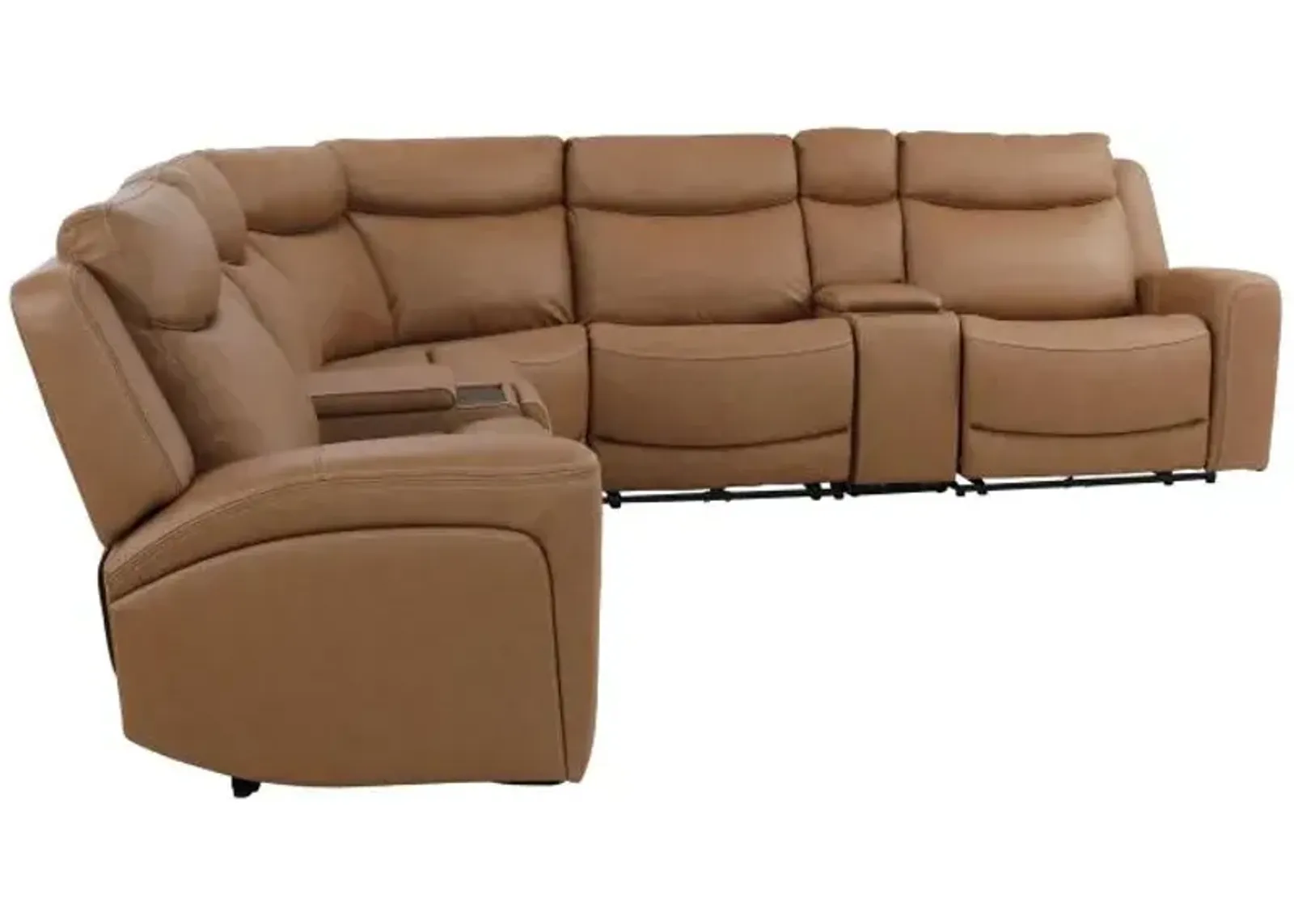 Ryder 7pc Power Leather Sectional with Heat & Massage