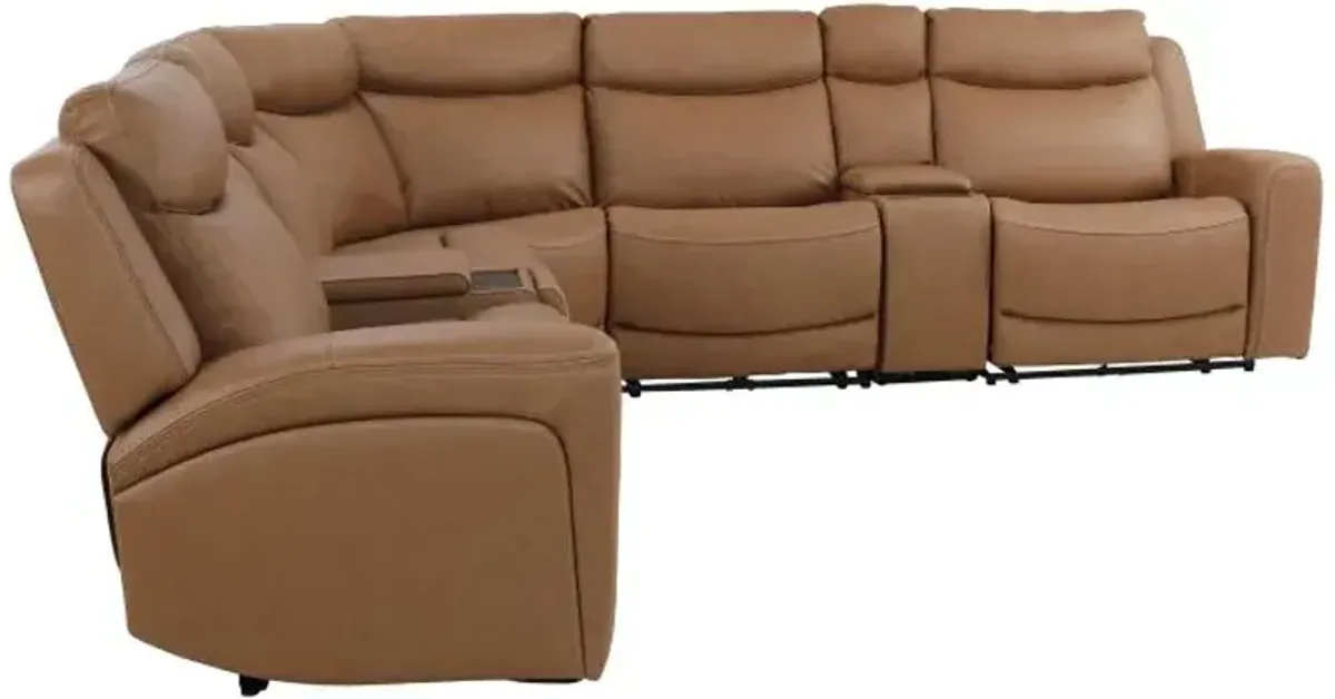 Ryder 7pc Power Leather Sectional with Heat & Massage