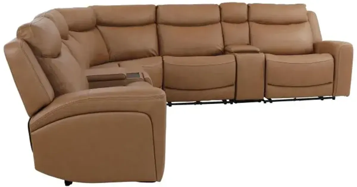 Ryder 7pc Power Leather Sectional with Heat & Massage