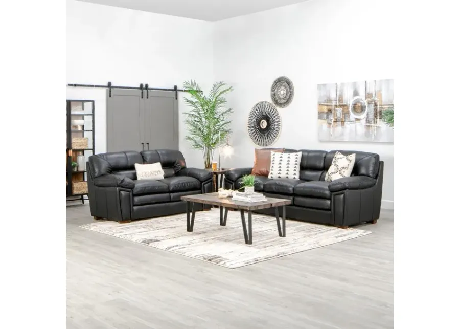 Henley Leather Living Room Collection - Black