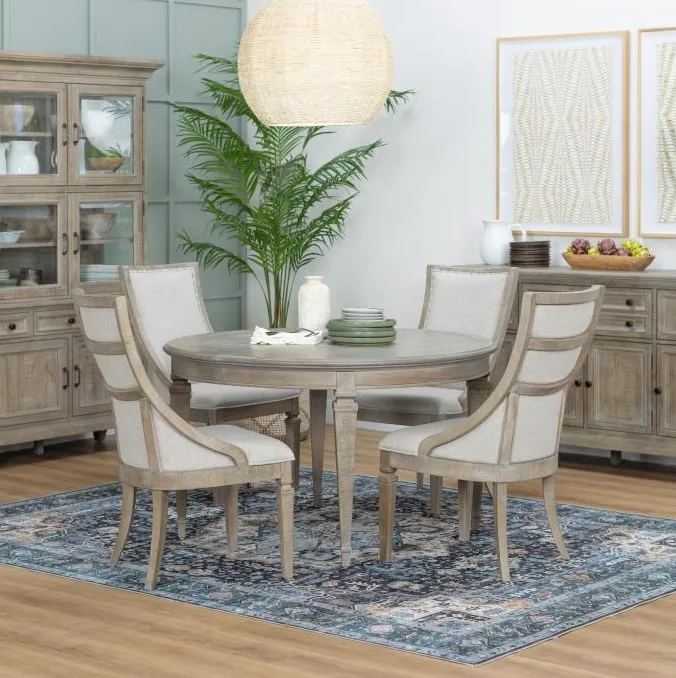 East Bay Round Table & 4 Arm Chairs