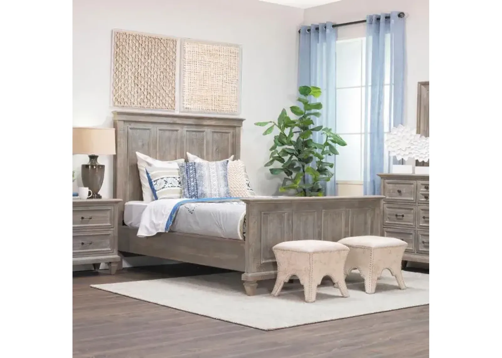 East Bay Eastern King Panel Bed, Dresser, Mirror, Nightstand