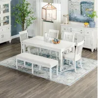 East Bay 6pc Dining Set: Table, 4 Side Chairs & Bench