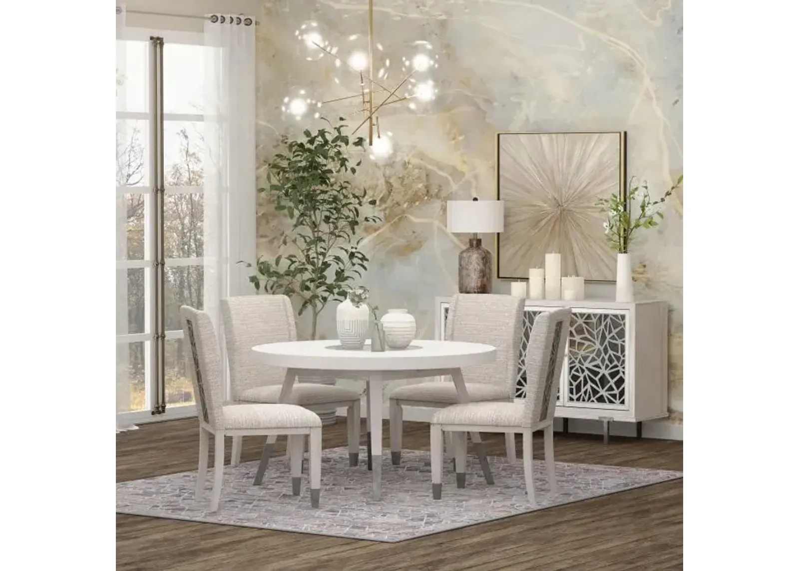 Paramount White Round Dining Set