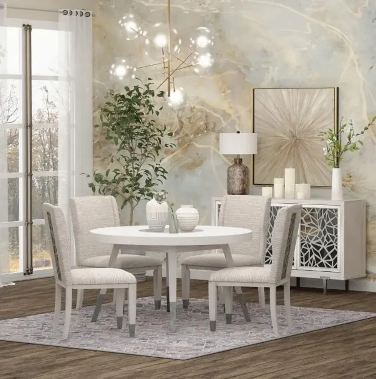 Paramount White Round Dining Set